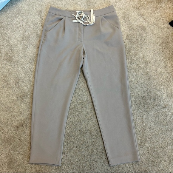 Aritzia Wilfred Taupe Brown drawstring ankle pants pockets Sz 10 - Picture 12 of 12